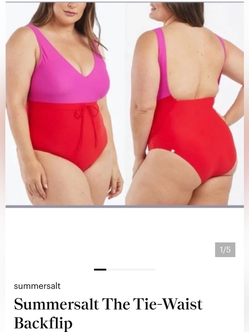 Summersalt Backflip Colorblock One-Piece Swimsuit in Pink and Red size 14